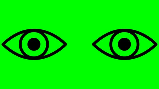Animado Preto Dois Olhos Estão Fechando Pisca Olho Vídeo Loop — Vídeo de Stock