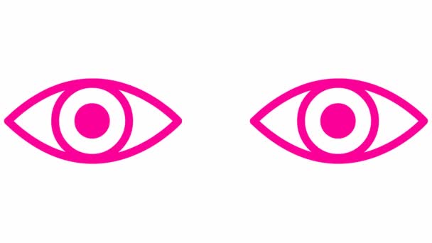 动感的粉色两只眼睛闭上了 眨眼一眨眼 直线图标 循环视频 白色背景的矢量说明 — 图库视频影像