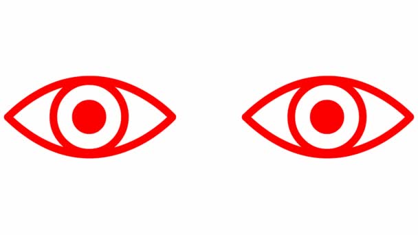 动画红两只眼睛都闭上了 眨眼一眨眼 直线图标 循环视频 白色背景的矢量说明 — 图库视频影像