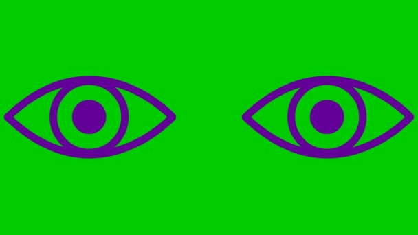 Olhos Animados Violeta Estão Fechar Pisca Olho Ícone Linear Vídeo — Vídeo de Stock