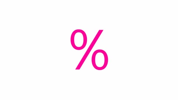 Анімований Рожевий Відсоток Промінням Концепція Продажу Знижки Просування Плоска Векторна — стокове відео