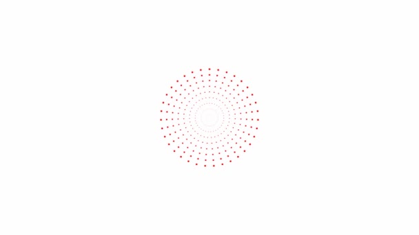 动画越来越红的圆圈从中心 飞溅的符号 循环视频 在白色背景上孤立的向量图 — 图库视频影像