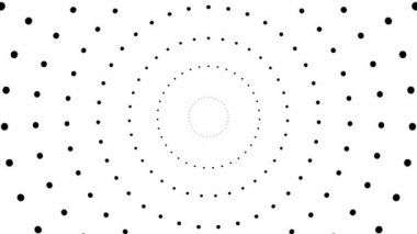 Merkezden yükselen siyah noktalar. Soyut arkaplan. Döngülü video. Vektör illüstrasyonu beyaz arkaplanda izole edildi.