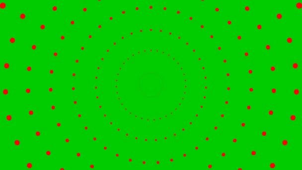 动画越来越红的圆圈从中心 在绿色背景上孤立的向量图 — 图库视频影像