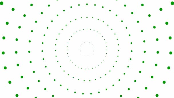 从中心不断增加的动画绿点圆圈 在白色背景上孤立的向量图 — 图库视频影像