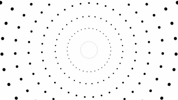 中心から黒い点が増えていくアニメーション 抽象的な背景 ループビデオだ 白を基調としたベクトルイラスト — ストック動画