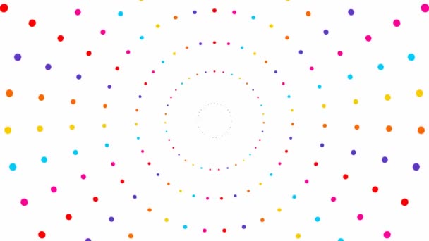 Animato Aumentando Punti Colorati Cerchi Dal Centro Illustrazione Vettoriale Isolata — Video Stock