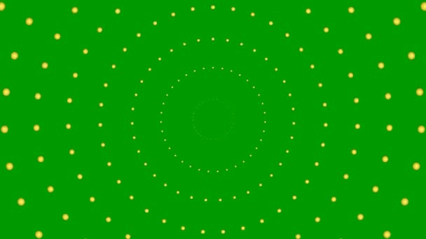 Animated Increasing Golden Dots Circles Center Vector Illustration Isolated Green — Stock Video