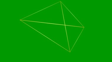 Animasyon altın doğrusal piramit. Geometrik şekil. Döngülü video. Vektör illüstrasyonu yeşil arkaplanda izole edildi.