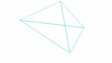 Animasyon mavi doğrusal piramit. Geometrik şekil. Döngülü video. Vektör illüstrasyonu beyaz arkaplanda izole edildi.