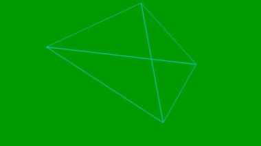 Animasyon mavi doğrusal piramit. Geometrik şekil. Döngülü video. Vektör illüstrasyonu yeşil arkaplanda izole edildi.