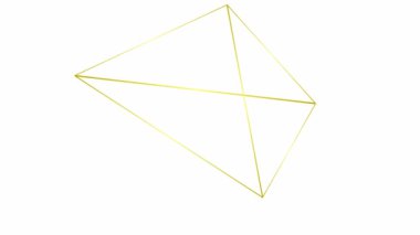 Animasyon altın doğrusal piramit. Geometrik şekil. Döngülü video. Vektör illüstrasyonu beyaz arkaplanda izole edildi.