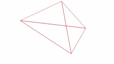 Animasyon kırmızı doğrusal piramit. Geometrik şekil. Döngülü video. Vektör illüstrasyonu beyaz arkaplanda izole edildi.