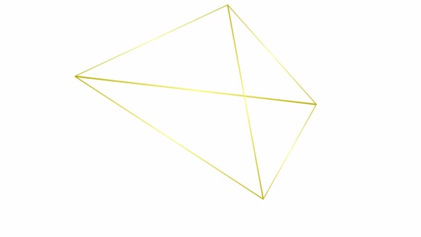 Animerad Gyllene Linjär Pyramid Geometrisk Form Loopad Video Vektor Illustration — Stockvideo