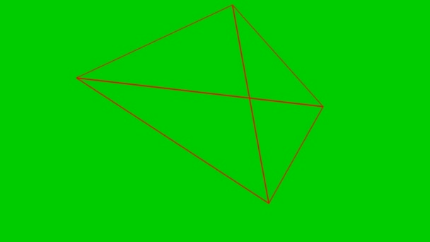 赤い線形のピラミッドをアニメーション 幾何学的形状 ループビデオだ 緑の背景に独立したベクトル図 — ストック動画