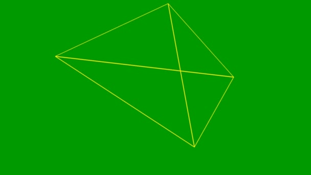 Pirâmide Linear Amarela Animada Forma Geométrica Vídeo Loop Ilustração Vetorial — Vídeo de Stock
