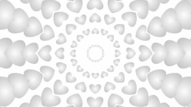 Canlandırılmış gümüş kalp merkezden daire çiziyor. Döngülü video. Vektör illüstrasyonu beyaz arkaplanda izole edildi.