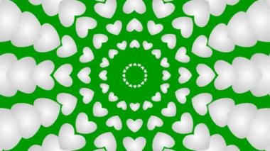 Canlandırılmış gümüş kalp merkezden daire çiziyor. Döngülü video. Vektör illüstrasyonu yeşil arkaplanda izole edildi.