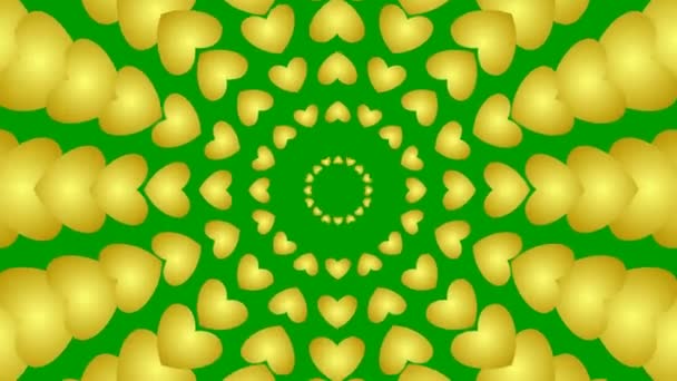 Animerade Ökande Gyllene Hjärtcirklar Från Centrum Loopad Video Vektor Illustration — Stockvideo