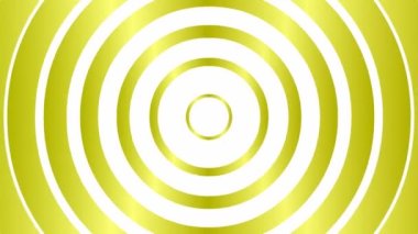 Merkezden gelen hareketli altın çizgisel çemberler. Düz vektör çizimi beyaz arkaplanda izole edildi.