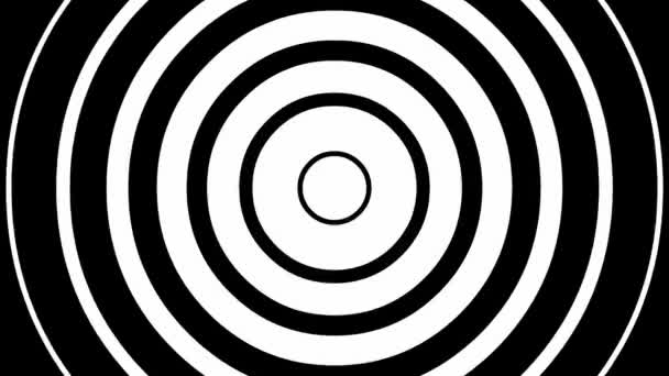 动画增加黑色直线圈从中心 白色背景上孤立的平面矢量图解 — 图库视频影像