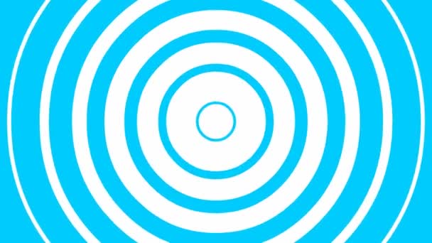 Анімоване Збільшення Синіх Лінійних Кіл Від Центру Плоска Векторна Ілюстрація — стокове відео