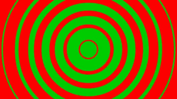 动画增加红色线圈从中心 在绿色背景上孤立的平面矢量图解 — 图库视频影像