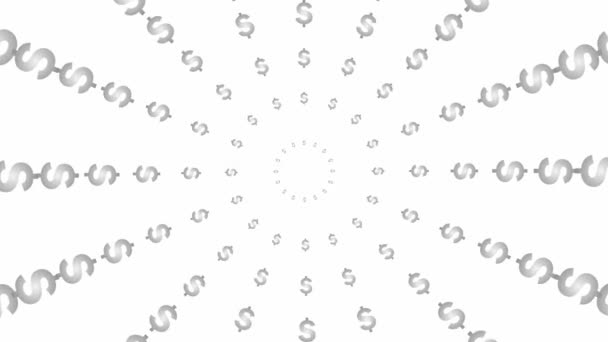 中央からの銀ドル円の増加アニメーション 抽象的な背景 ループビデオだ 白い背景に隔離されたフラットベクトルイラスト — ストック動画