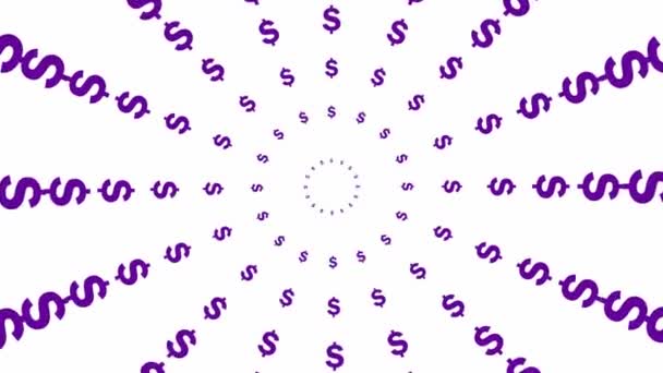 Geanimeerd Toenemende Violette Dollarcirkels Vanuit Het Centrum Abstracte Achtergrond Een — Stockvideo