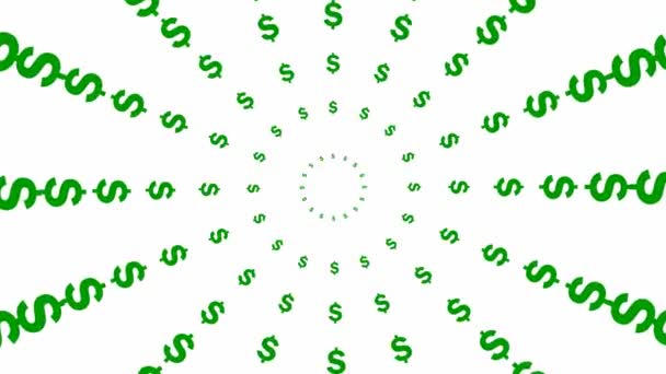 Círculos Dólar Verde Crescente Animado Centro Fundo Abstrato Vídeo Loop — Vídeo de Stock
