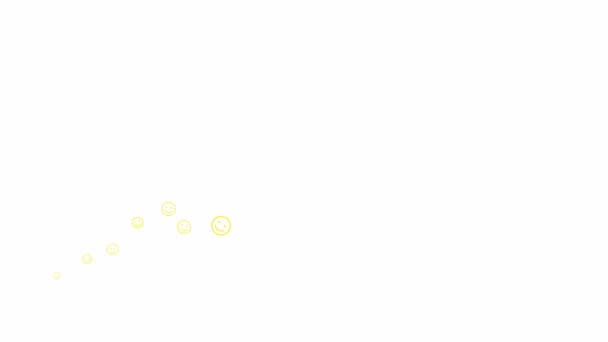 Мультипликационные Символы Улыбок Летают Слева Направо Волна Желтых Смайликов Линейные — стоковое видео
