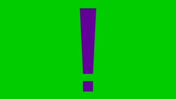 感嘆符のアニメーション紫色のシンボル ループビデオだ 情報の概念 緑の背景に独立したベクトル図 — ストック動画