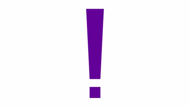 生动的紫罗兰色的感叹号符号 循环视频 警告的概念 在白色背景上孤立的向量图 — 图库视频影像