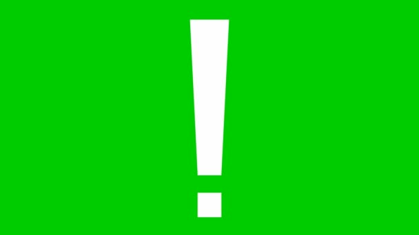 感嘆符のアニメーション白のシンボル ループビデオだ 情報の概念 緑の背景に独立したベクトル図 — ストック動画