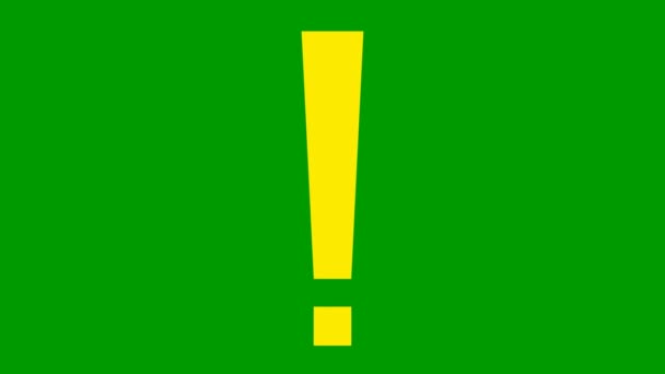 感嘆符のアニメーション黄色のシンボル ループビデオだ 情報の概念 緑の背景に独立したベクトル図 — ストック動画