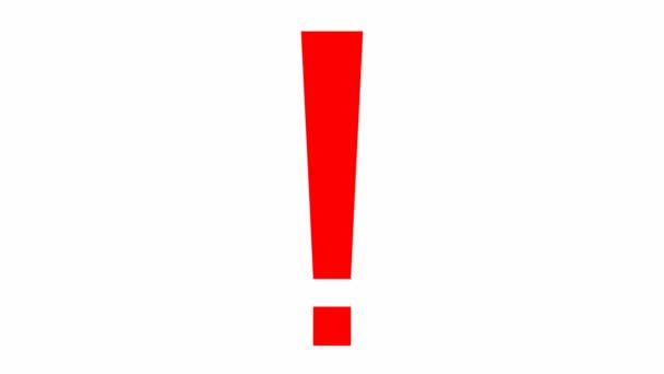 Animated Red Symbol Exclamation Mark Looped Video Concept Warning Attention — Vídeo de Stock