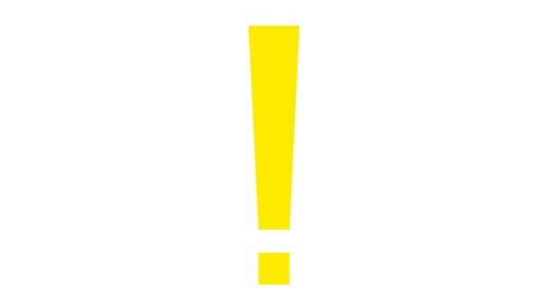 感嘆符のアニメーション黄色のシンボル ループビデオだ 情報の概念 白い背景に独立したベクターイラスト — ストック動画