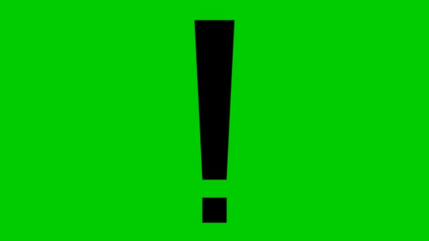 感嘆符のアニメーション黒のシンボル ループビデオだ 情報の概念 緑の背景に独立したベクトル図 — ストック動画
