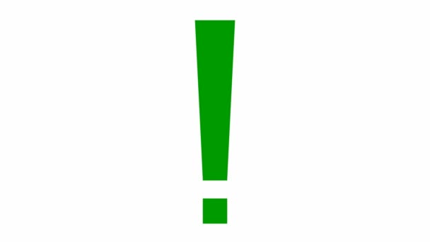 Animated Green Symbol Exclamation Mark Looped Video Concept Warning Attention — Video