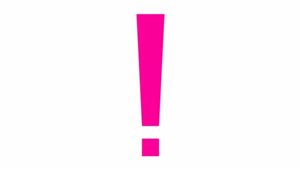 感嘆符のアニメーションピンクのシンボル ループビデオだ 情報の概念 白い背景に独立したベクターイラスト — ストック動画