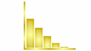Bir trend çizelgesiyle finansal gerileme gösteren animasyon altın durgunluk tablosu. Ekonomik kriz, durgunluk, enflasyon kavramı. Bar çizelgesi. Kâr düştü. Vektör illüstrasyonu beyaz arkaplanda izole edildi.
