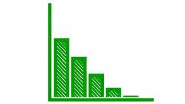 Animasyon yeşil durgunluk çizelgesi ve bir trend çizelgesi ile finansal gerileme. Ekonomik kriz, durgunluk, enflasyon kavramı. Bar çizelgesi. Kâr düştü. Vektör illüstrasyonu beyaz arkaplanda izole edildi.