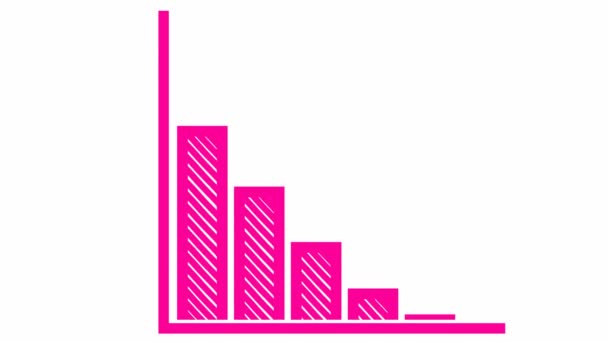Geanimeerde Roze Recessie Grafiek Van Financiële Daling Met Een Trend — Stockvideo