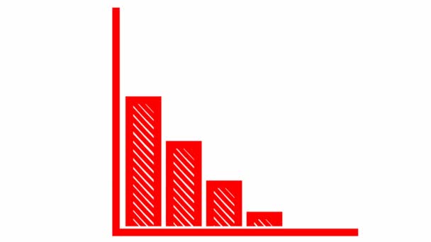 用趋势线路图动画红色经济衰退图 经济危机 通货膨胀的概念 条形图 盈利下降 在白色背景上孤立的向量图 — 图库视频影像