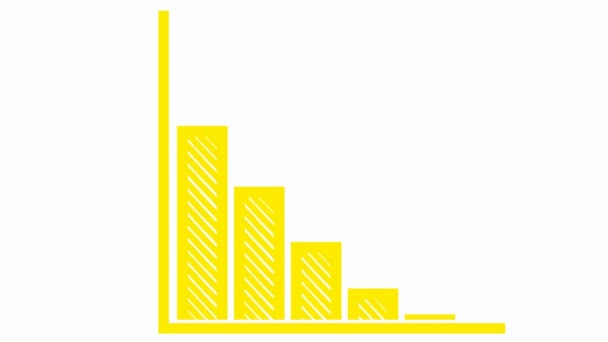 Animovaný Žlutý Graf Recese Finančního Poklesu Vývojovou Linií Grafu Koncept — Stock video