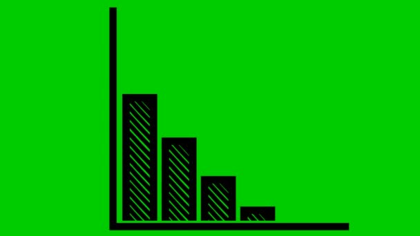 トレンドラインチャートと金融の下落のアニメーションブラック不況チャート 経済危機 インフレの概念 棒グラフだ 利益は下がる 緑の背景に独立したベクトル図 — ストック動画