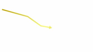 Animasyon Altın Ok. Ekonomideki durgunluk çizelgesi. Ekonomik kriz, durgunluk, düşüş grafiği. Kâr düştü. Vektör illüstrasyonu beyaz arkaplanda izole edildi.