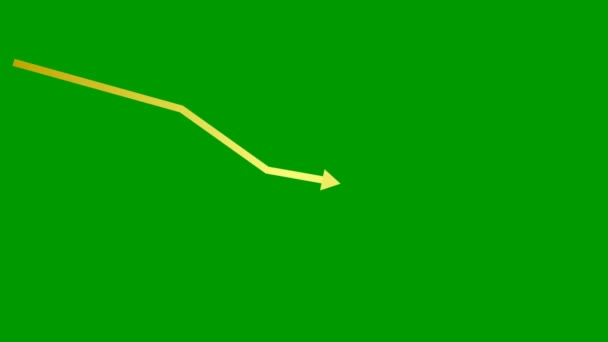 生机勃勃的金箭经济衰退图 经济危机 图表减少 盈利下降 在绿色背景上孤立的向量图 — 图库视频影像