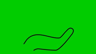 Doğrusal ekoloji ikonu. Elde filizlenen bir ağaç. Siyah sembol yavaş yavaş çiziliyor. Döngülü video. Ekolojik bakım kavramı, doğayı kurtarma, hasat. Vektör illüstrasyonu yeşil arkaplanda izole edildi.