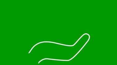 Doğrusal ekoloji ikonu. Elde filizlenen bir ağaç. Beyaz sembol yavaş yavaş çiziliyor. Döngülü video. Ekolojik bakım kavramı, doğayı kurtarma, hasat. Vektör illüstrasyonu yeşil arkaplanda izole edildi.